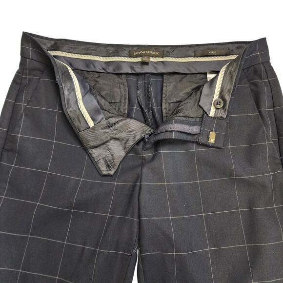 Banana Republic Womens Avery Straight Fit Ankle Pant Size 4 Navy Windowpane - Picture 7 of 14